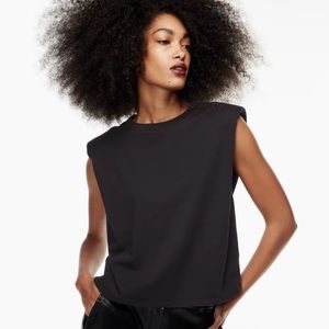 Aritzia Babaton Shoulder Pad Tank Medium Black